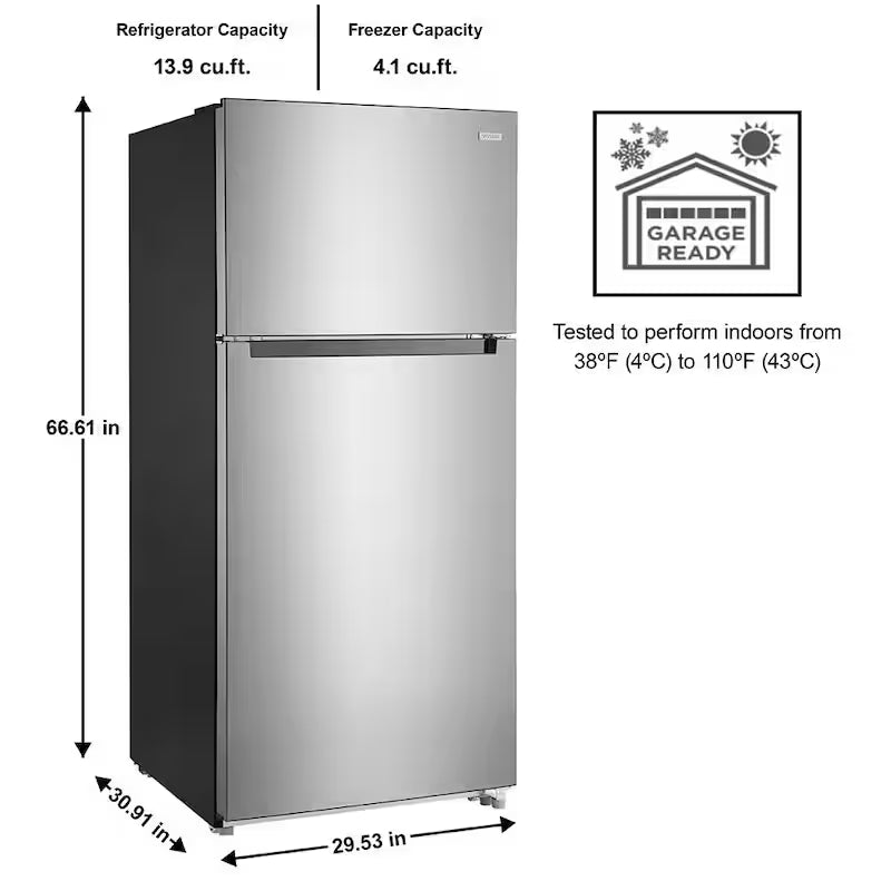 Top Freezer Refrigerator in Stainless Steel Look Q7367