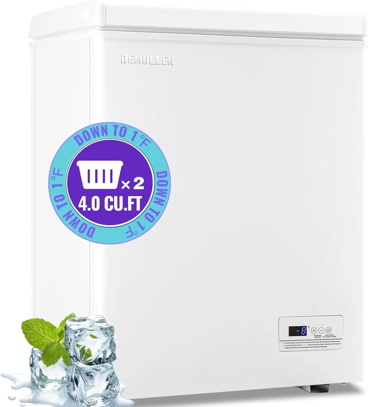 4.0 Cu.ft Compact Freezer with Two Removable Storage Baskets A266581