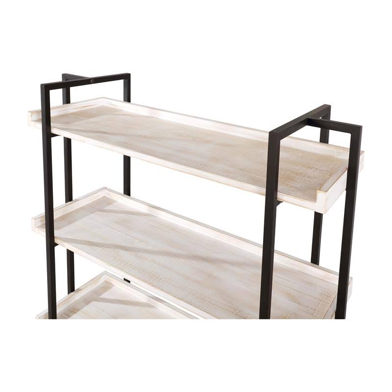 Contemporary Wood 5-Tier Bookcase in Antique White G9006