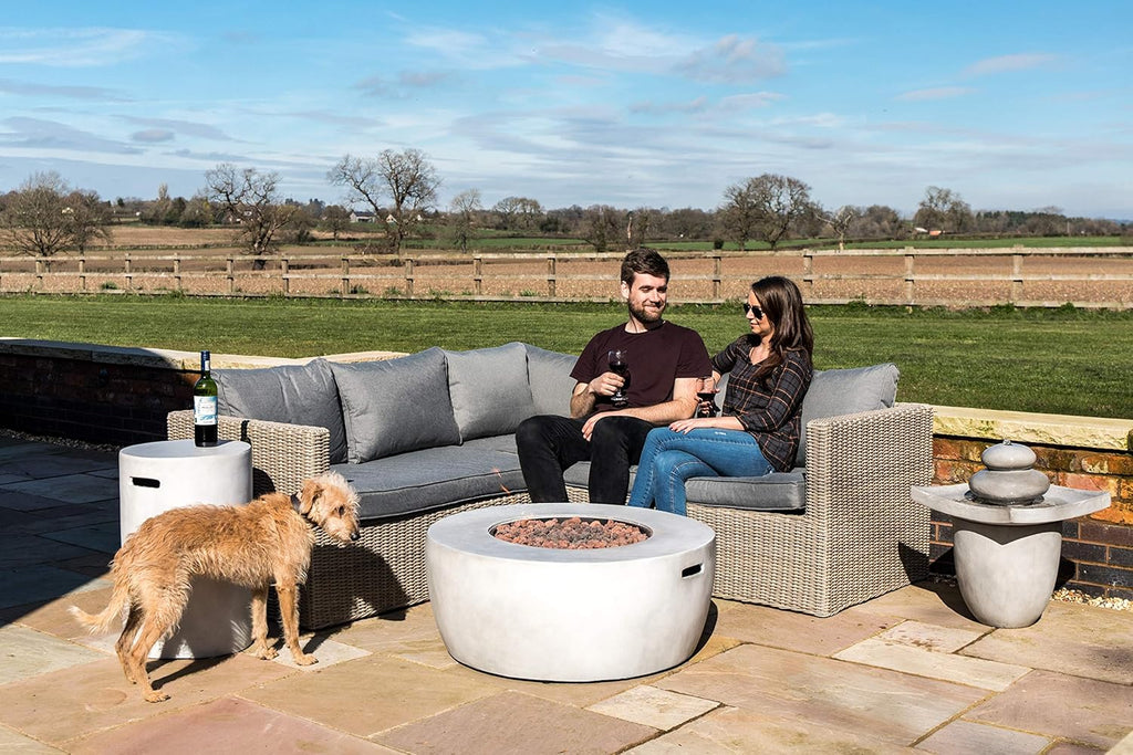 Light Gray 36 inch Propane Gas Fire Pit Table with PVC Cover and Lava Rocks N58440