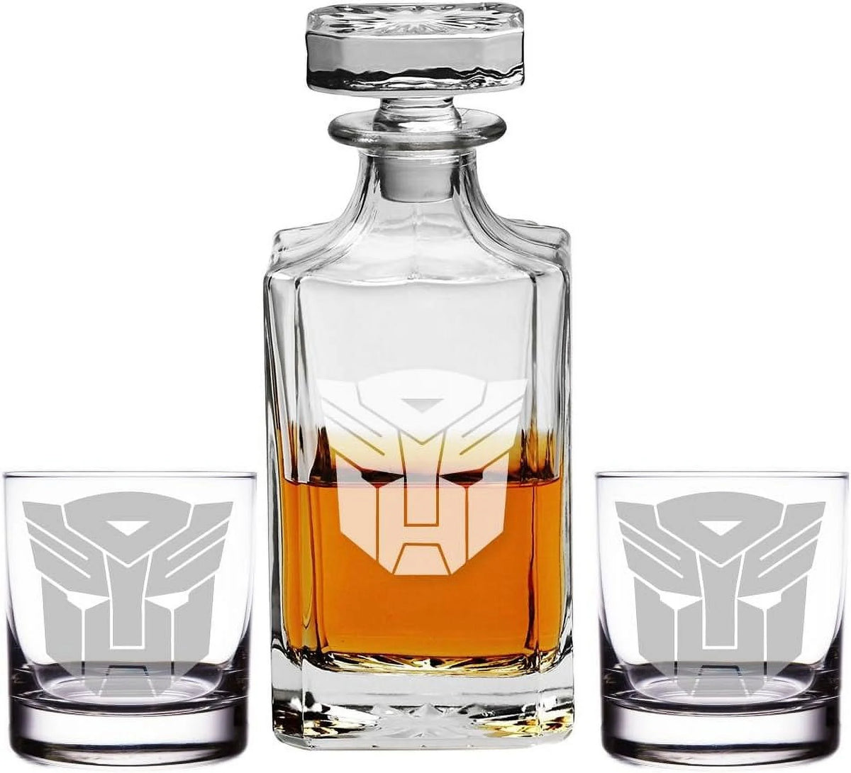 Engraved Decanter And Rocks Glasses Set Of 3 Q24224