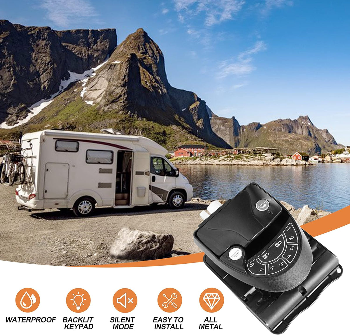 Black Zinc Alloy RV Keyless Entry Door Lock with Keypad and Remote M935788