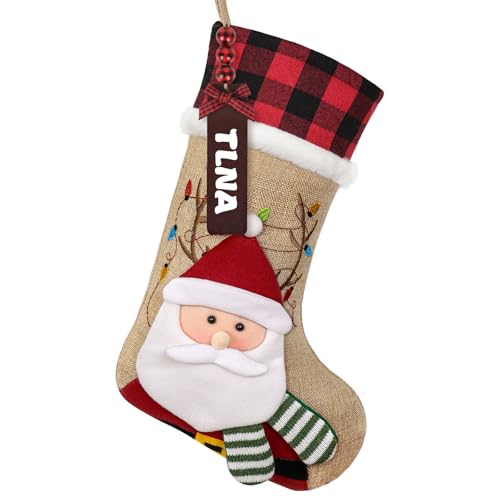 Red Black Buffalo Plaid Christmas Stocking with Faux Fur Cuff R75205