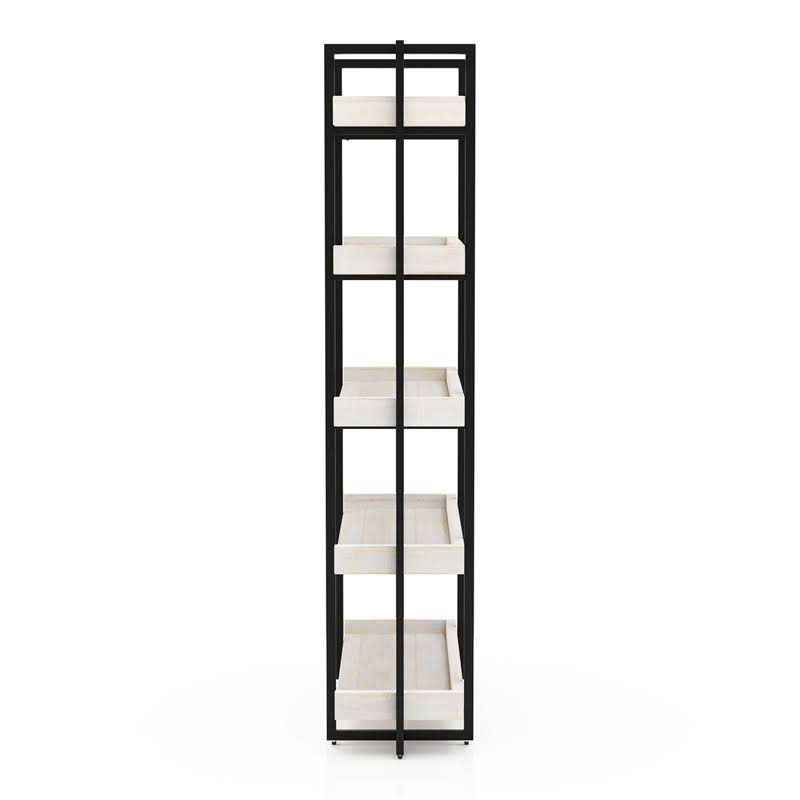 Contemporary Wood 5-Tier Bookcase in Antique White G9006