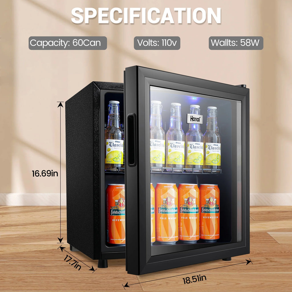 Mini Fridge with Glass Door 50 Can Stainless Steel Look M4255