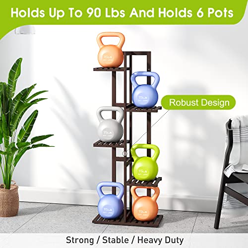 Bamboo Plant Stand 6 Potted Holder Shelf H3254