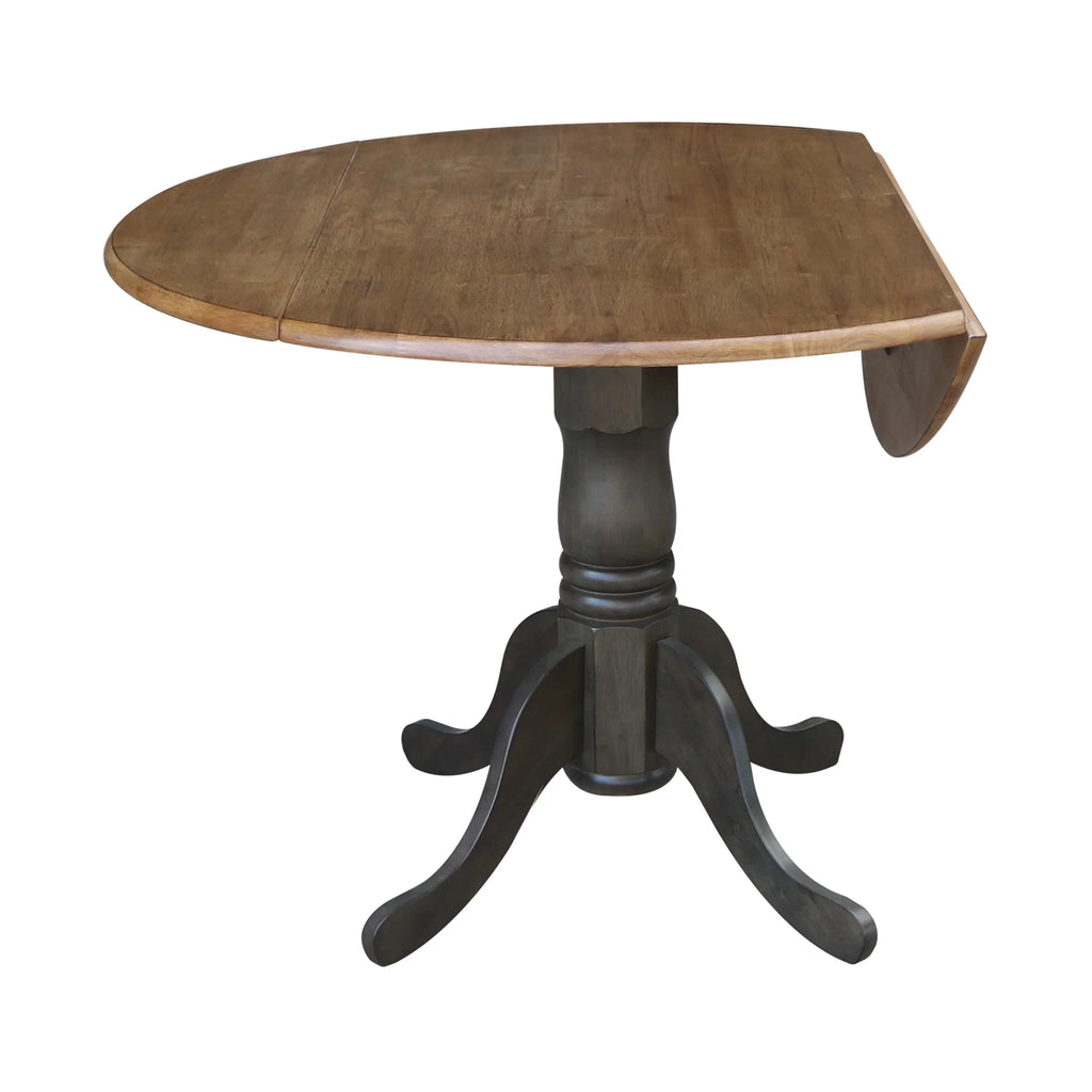 42" Round Solid Wood Dual Drop Leaf Pedestal Table S7761