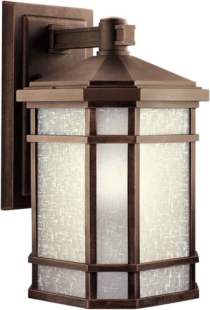 1 Light Outdoor Wall Light with Etched Linen Glass H241