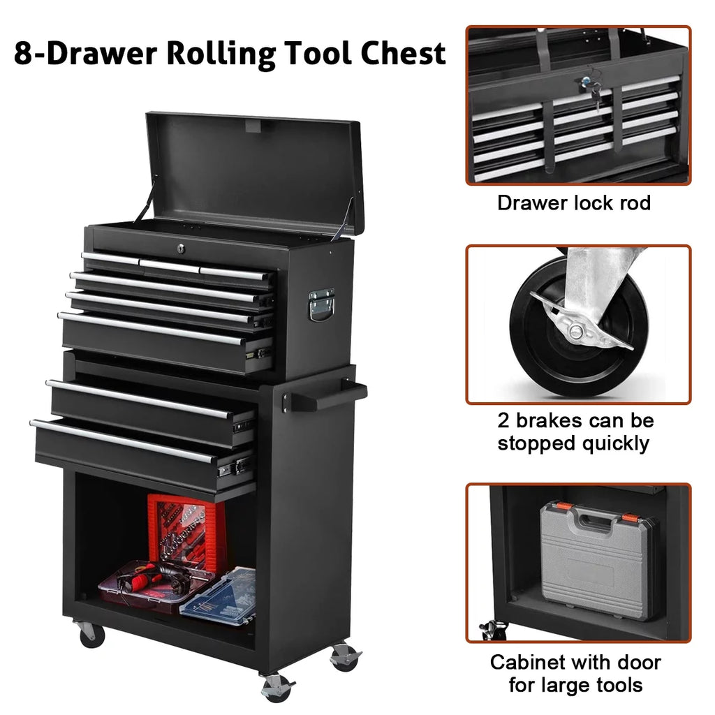 8 Drawer Black Tool Chest with Wheels Z30137