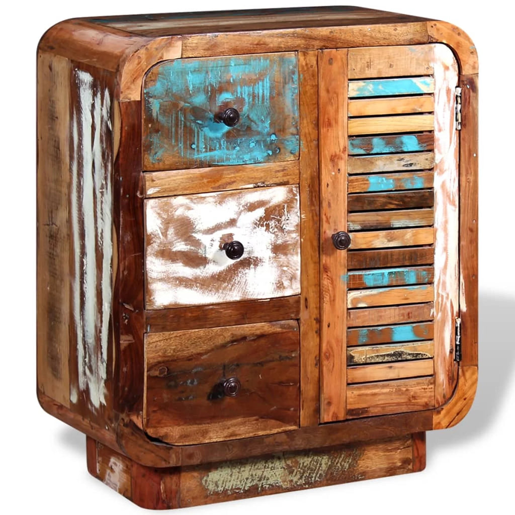 Sideboard Cupboard Cabinet with a Door and 3 Drawers Solid Reclaimed Wood B9955