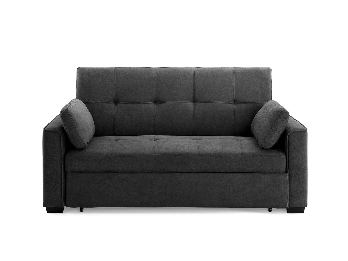 Charcoal Chenille Twin Size Sleeper Sofa with Accent Pillows W222263