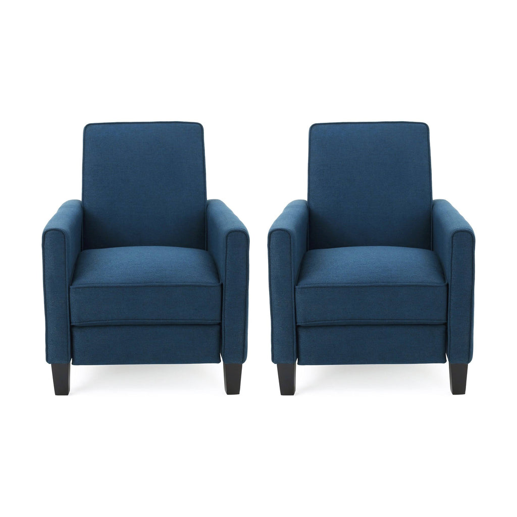 Navy Blue Fabric Recliner Set of 2 U6354