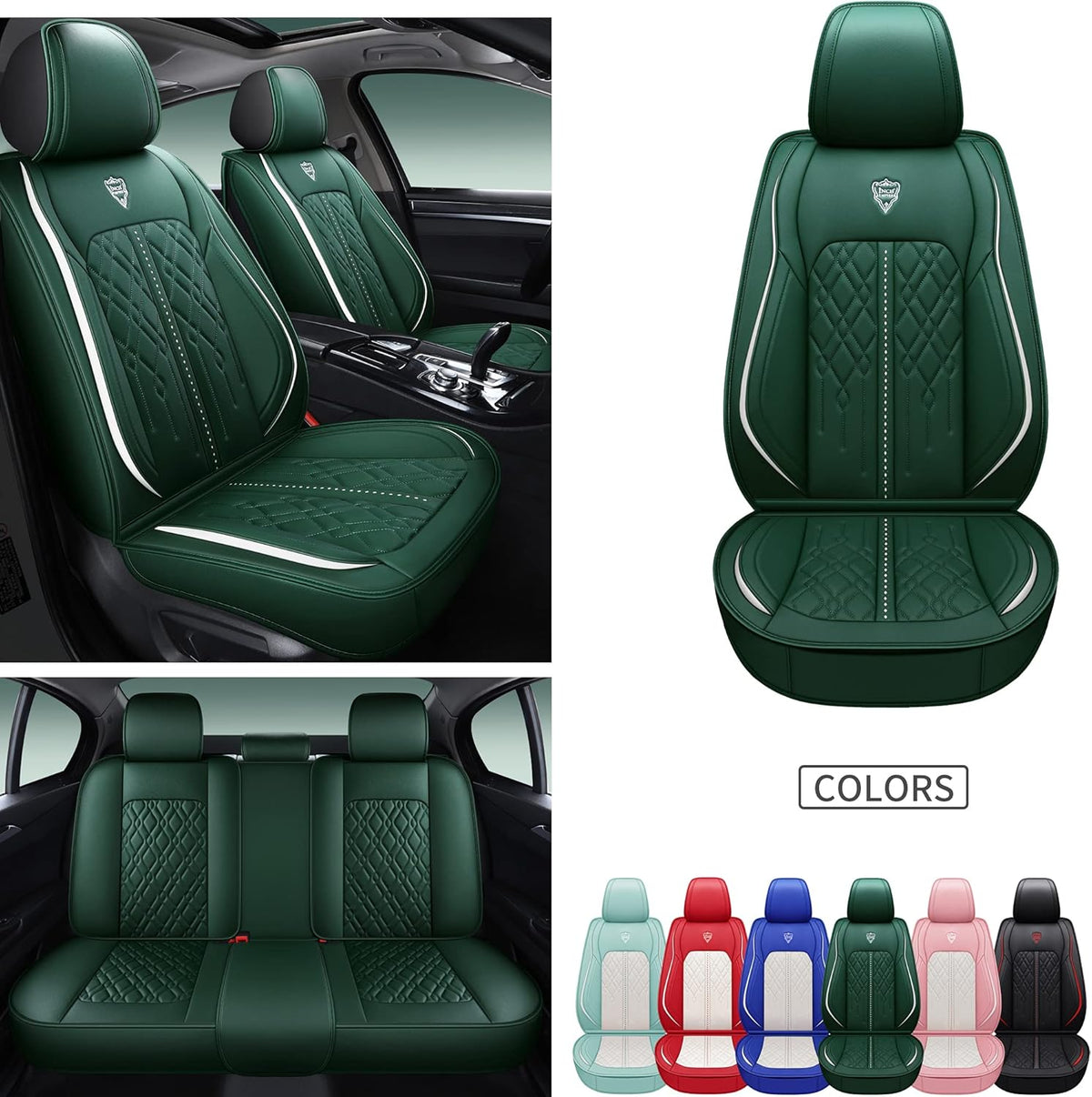 Blue Synthetic Leather Car Seat Cover Set T71129