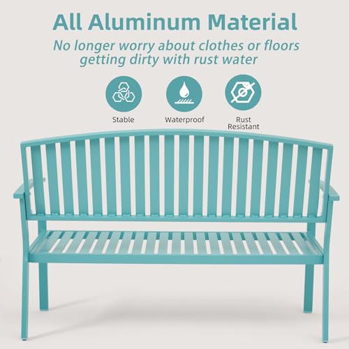Light Blue Aluminum Outdoor Bench F955411