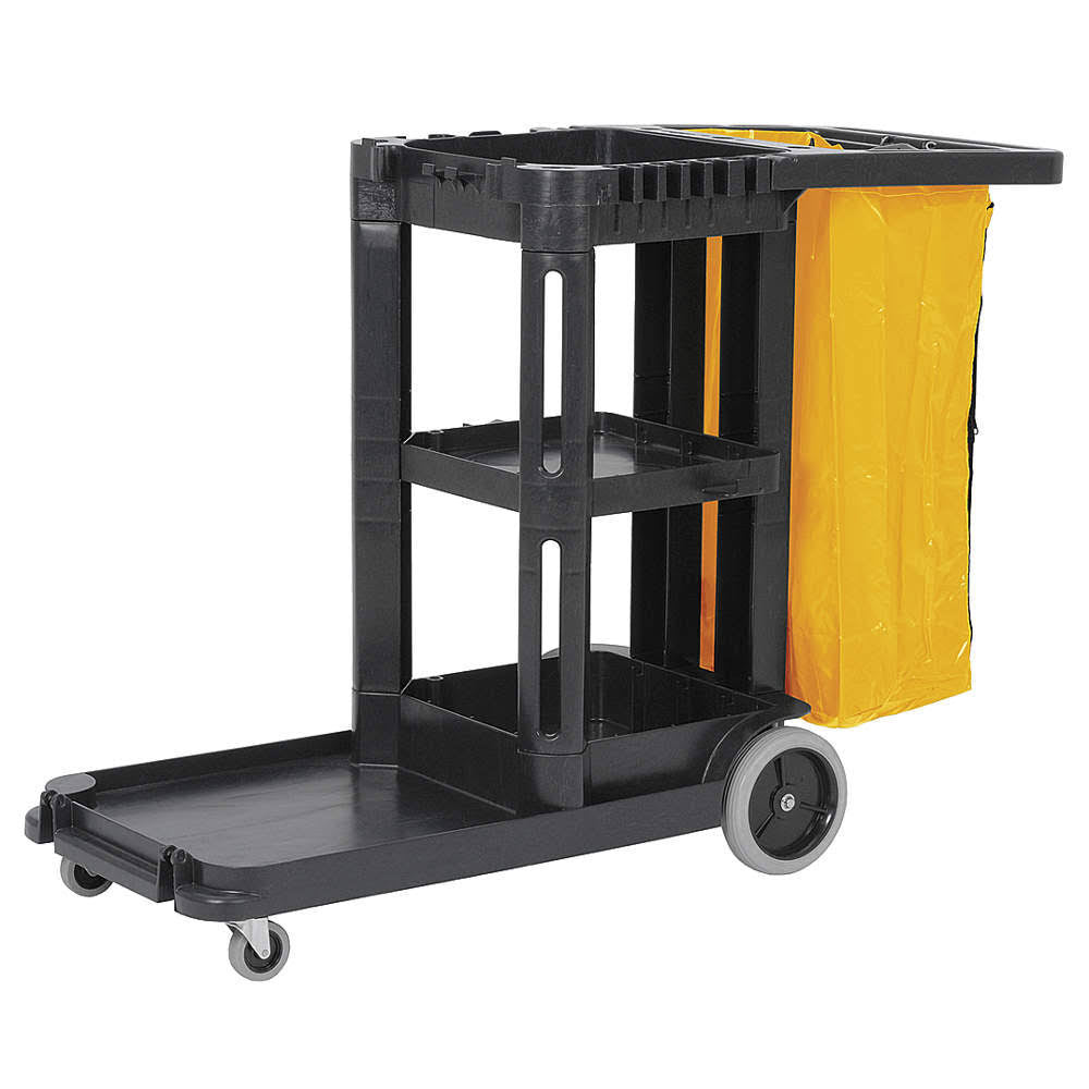 Black Polypropylene Janitor Cart C888