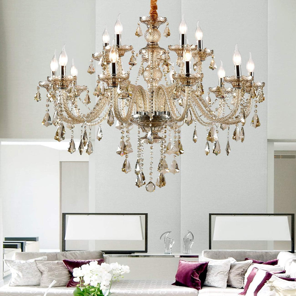 15 Lights Cognac K9 Crystal Chandelier N9667