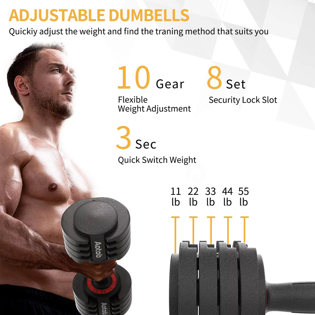 Adjustable Dumbbells Weight Set, Pair, Black X711555