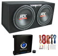 12 Dual Loaded Car Subwoofers + Box + Amp + Kit R844