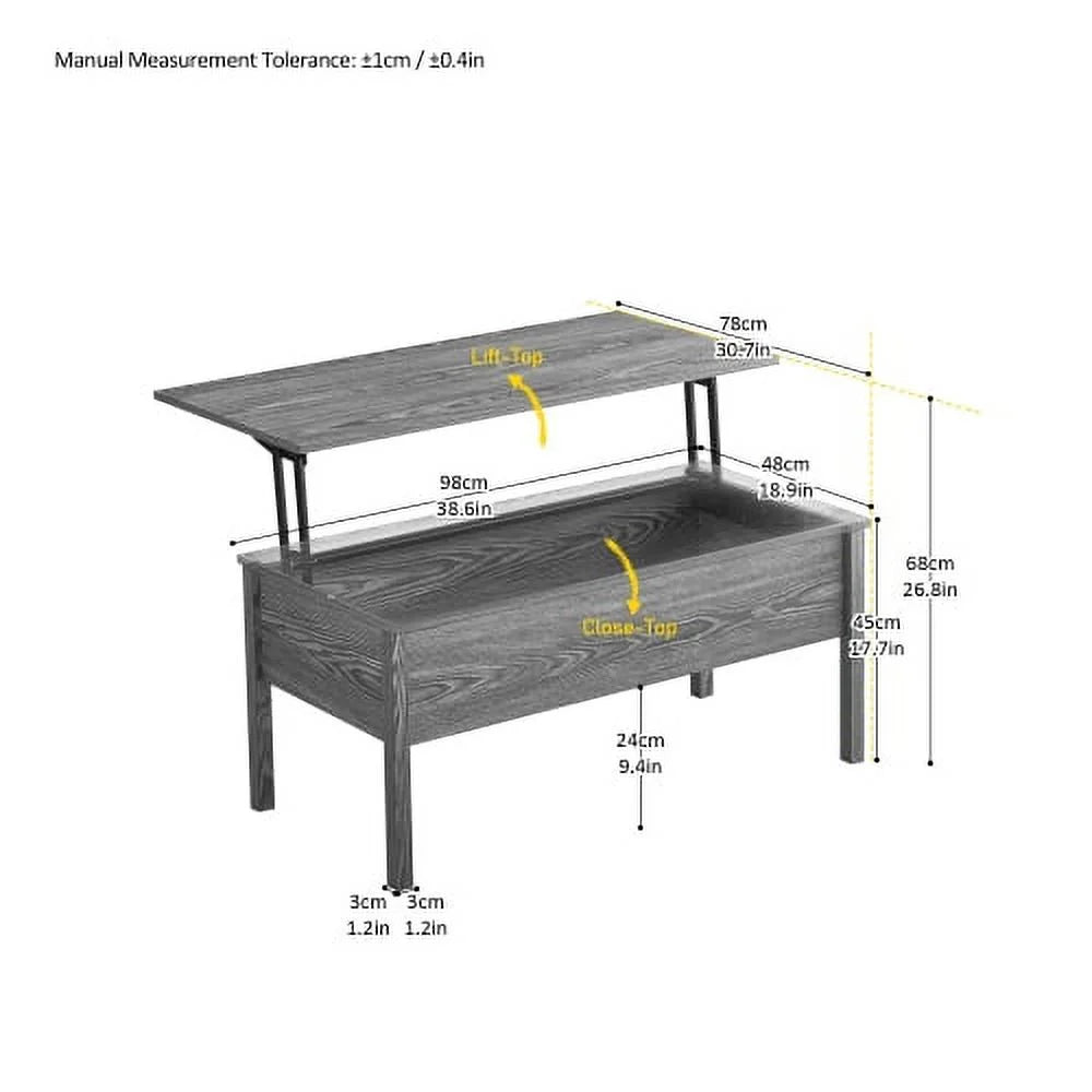 Wood Rectangle Lift Top Coffee Table with Storage O218206