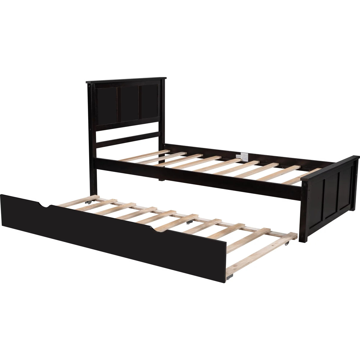 Wood Twin Platform Bed with Headboard & Trundle P618
