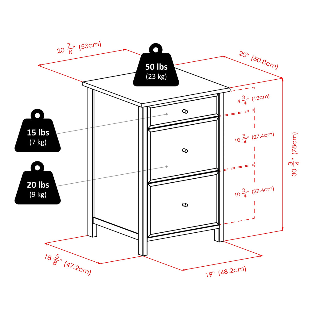 White Wood File Cabinet M432