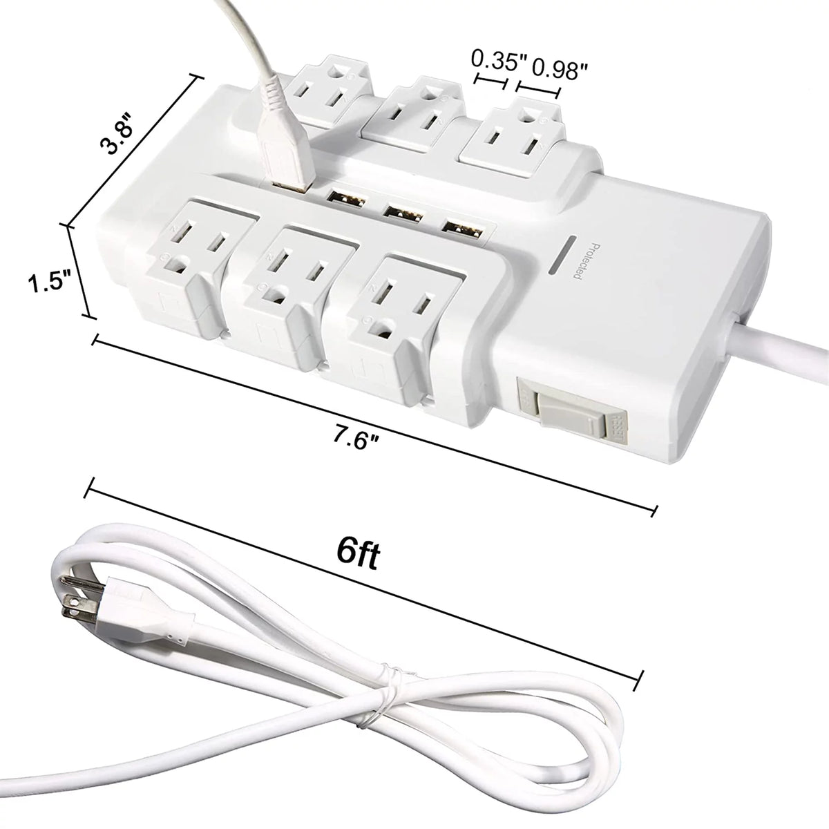 6 Outlet Surge Protector with 4 USB Ports K96564