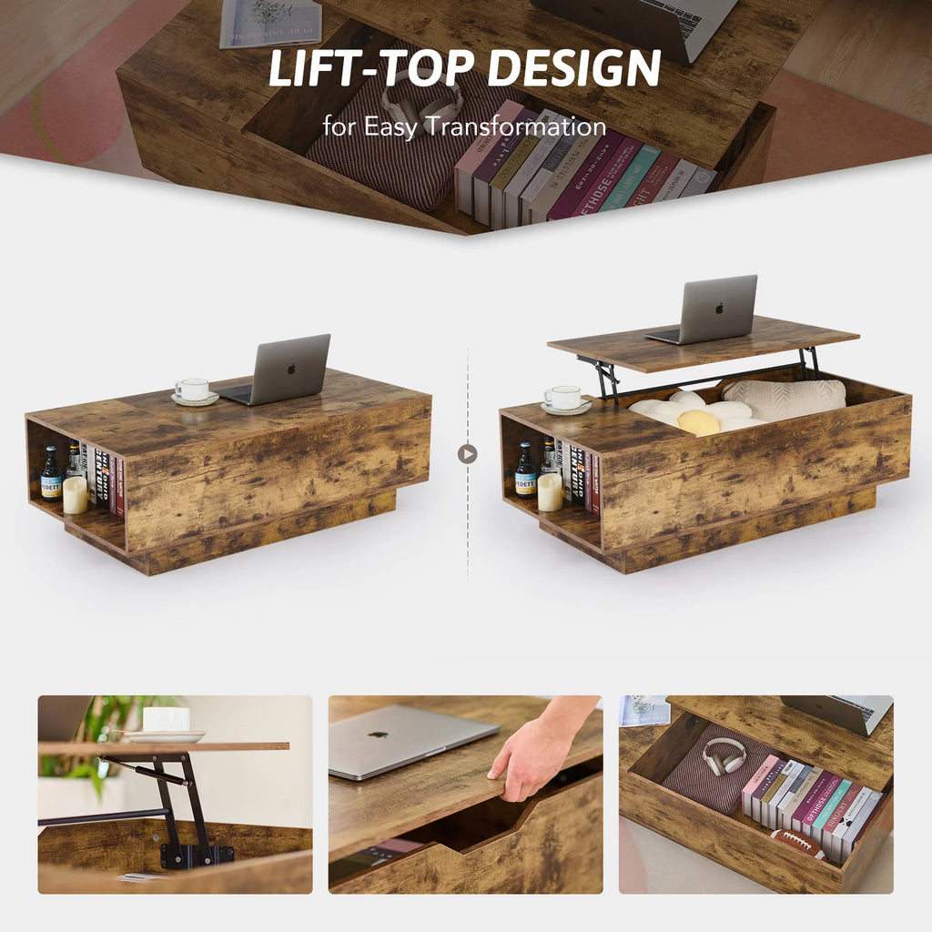 Lift Top Wooden Coffee Table with Storage Compartment M92826