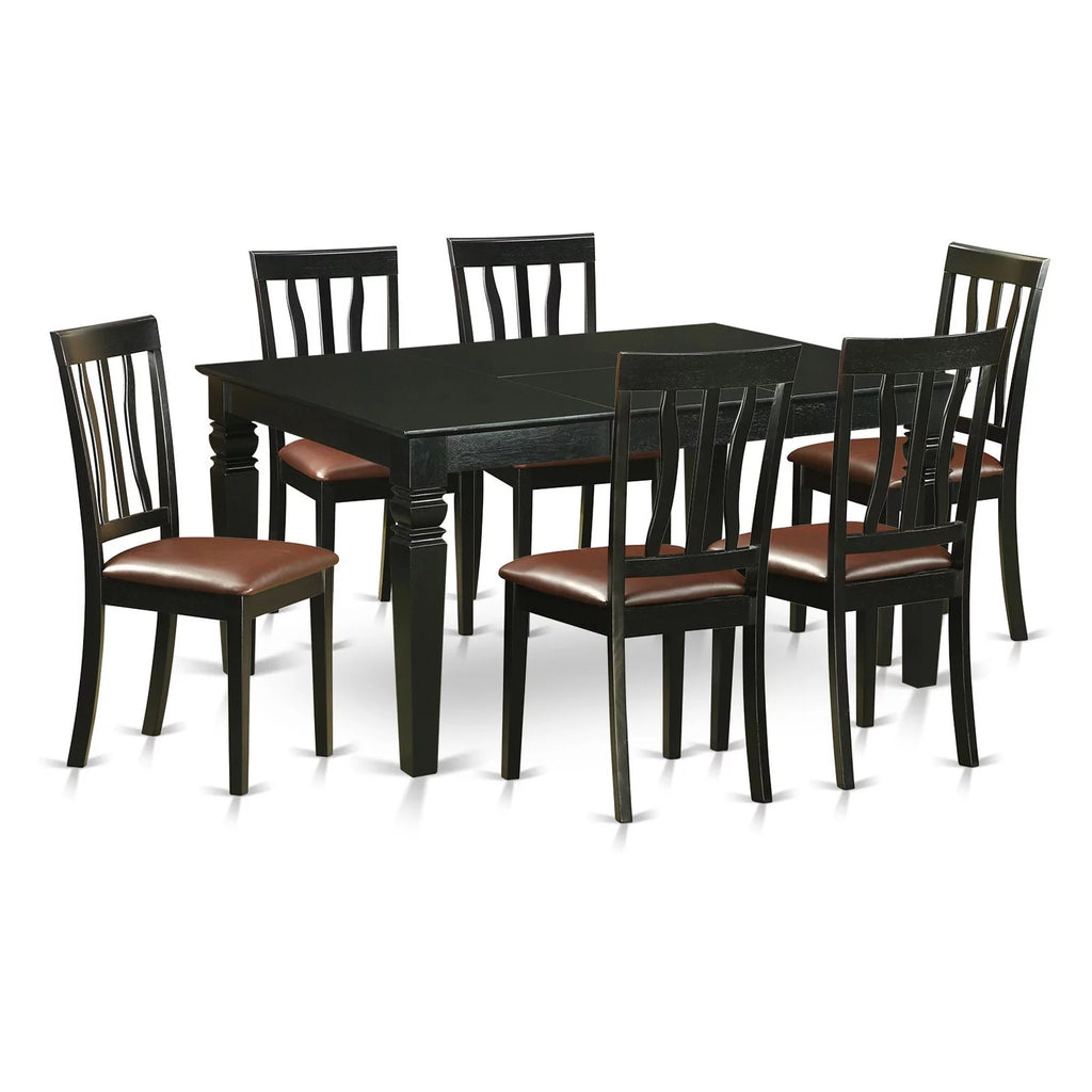 Black 7 Piece Rectangular Dinette Table Set P70134