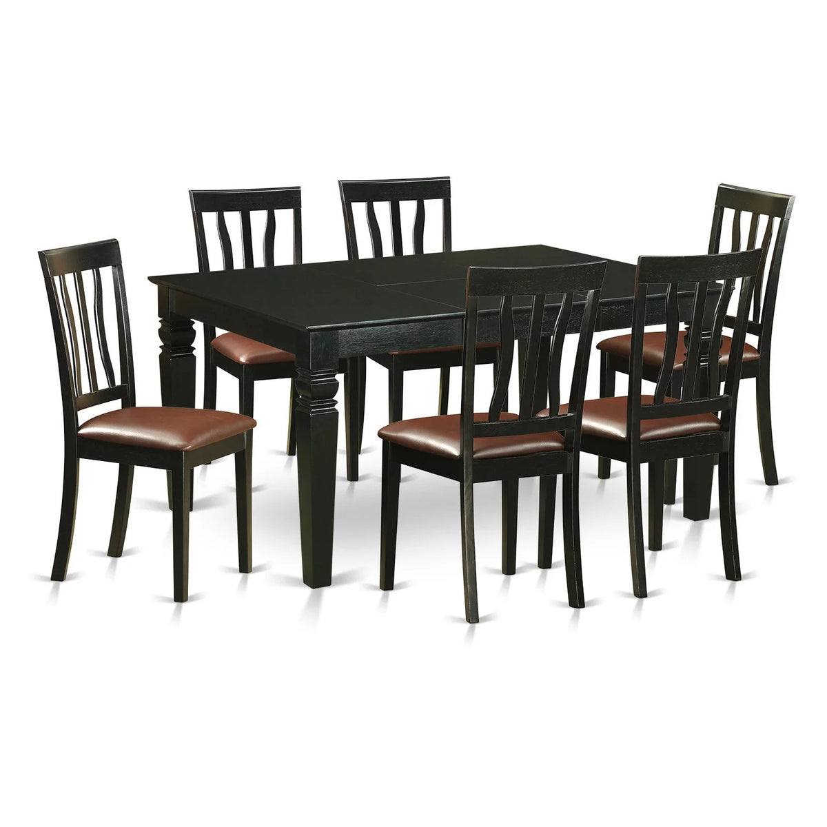 Black 7 Piece Rectangular Dinette Table Set P70134