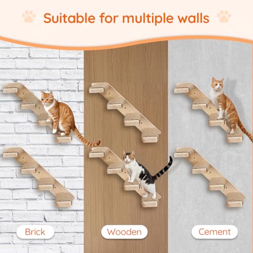 Wood Wall Mounted Cat Wall Shelves Set of 2 X837