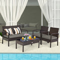 4 Pc Outdoor Patio Rattan Furniture Set Q66453
