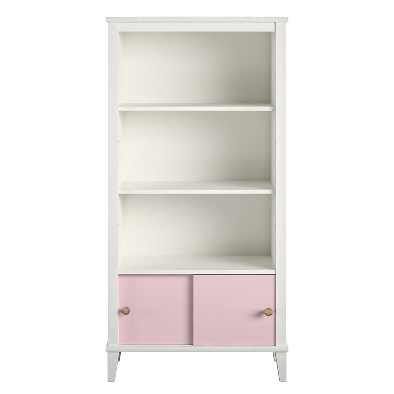 2 Piece Kids Bedroom Set with Bookcase and Desk in White and Pink J5570