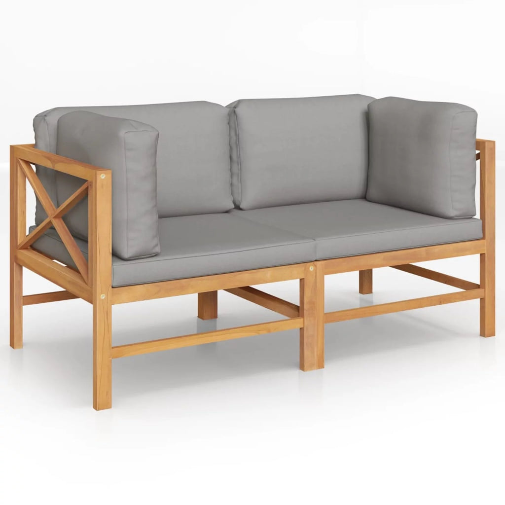 2-Seater Teak Wood Patio Bench with Cushion D42973