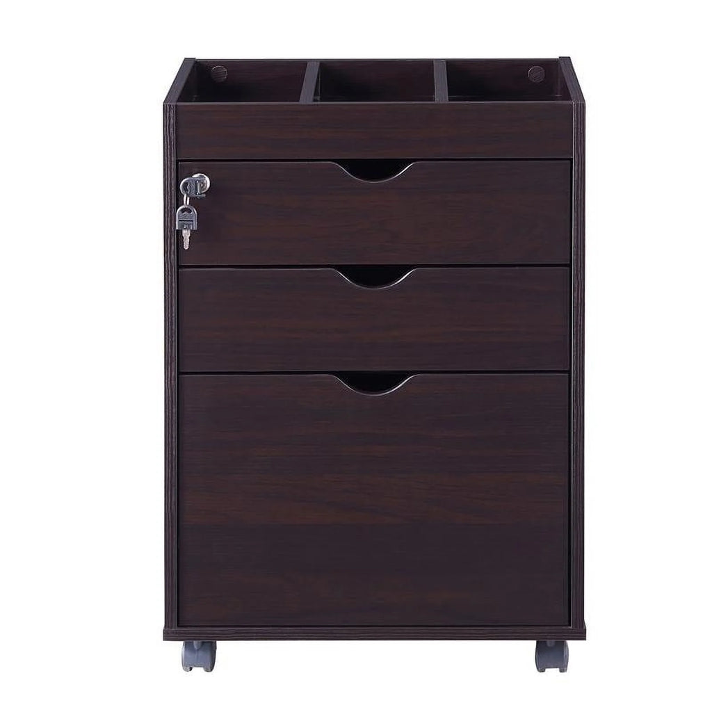 Cappuccino 3-Drawer Wood File Cabinet D758