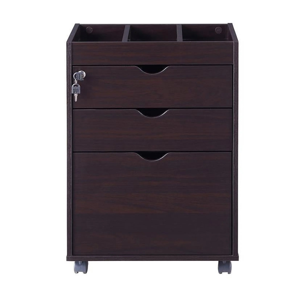 Cappuccino 3-Drawer Wood File Cabinet D758