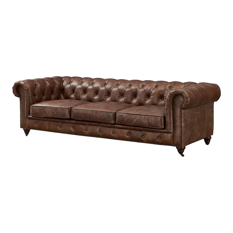 95" Dark Brown Leather Sofa S840