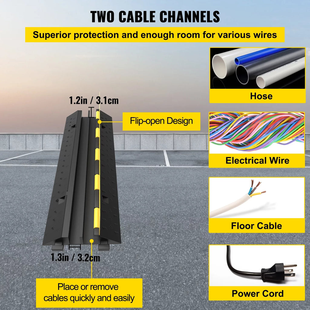 3 Pcs 2-Cable Rubber Electrical Wire Cover Protector Ramp B259