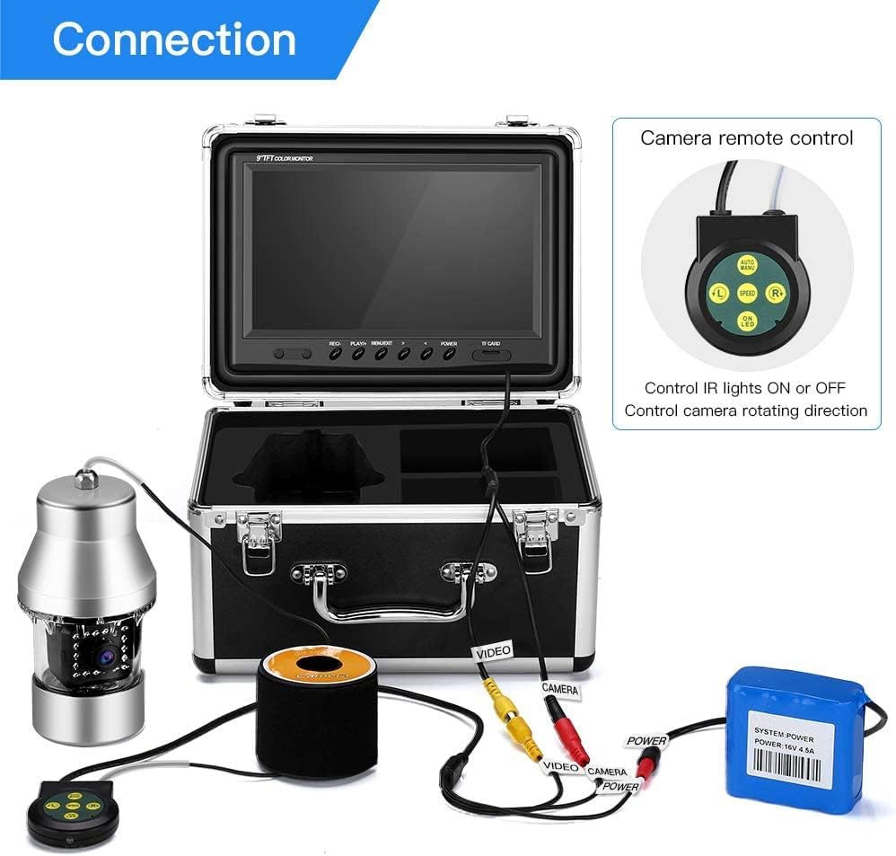 Underwater Fishing Camera 9 inch 360° Camera 1000TVL 18 IR Lights 30M Cable R929