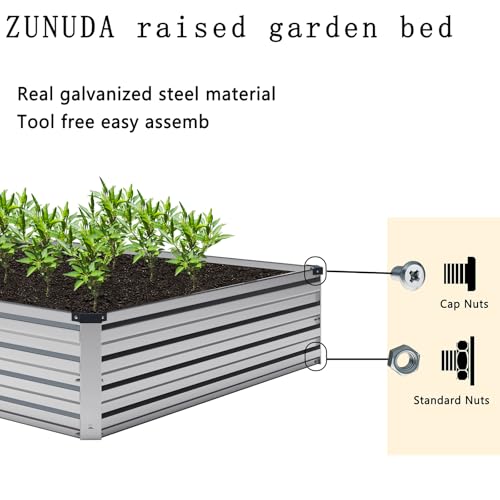Galvanized Raised Garden Bed, 2 Pcs 10×3×1FT Metal Planting Box M618
