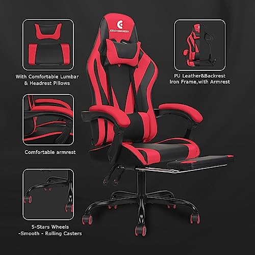 Black Gaming Chair with Footrest K376949