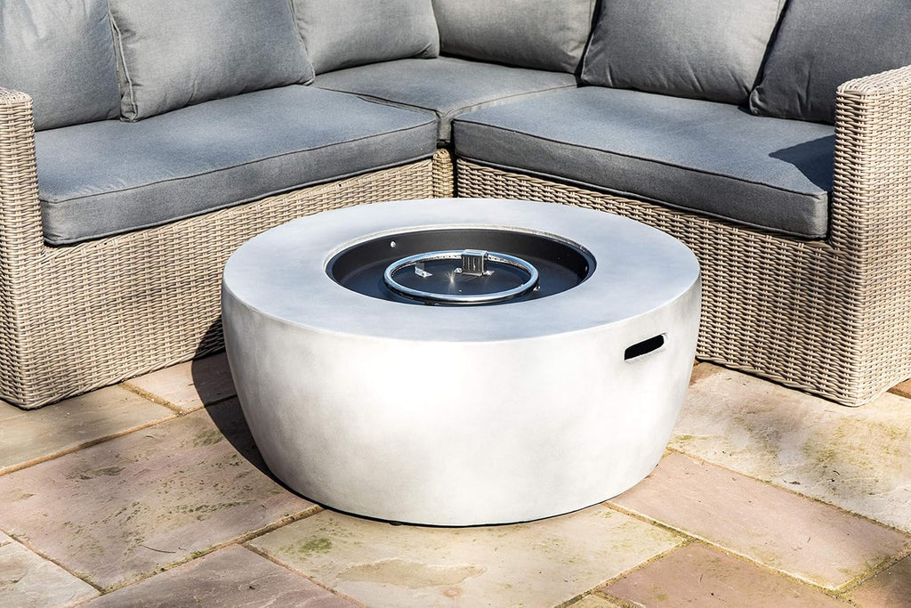 Light Gray 36 inch Propane Gas Fire Pit Table with PVC Cover and Lava Rocks N58440