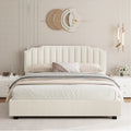 Beige Velvet Queen Bed with Underbed Storage O6782