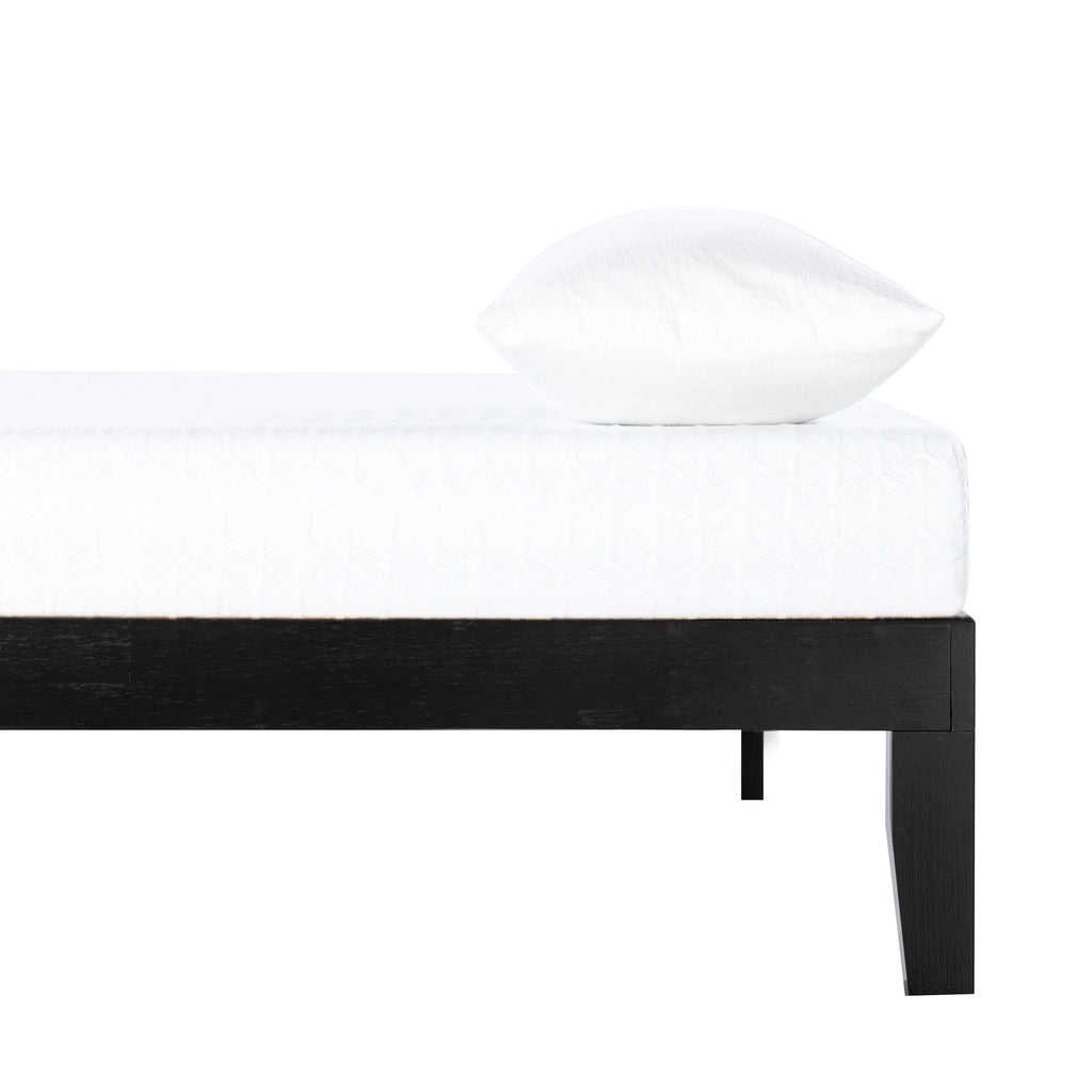 12" Black Queen Solid Wood Platform Bed Frame Q9039