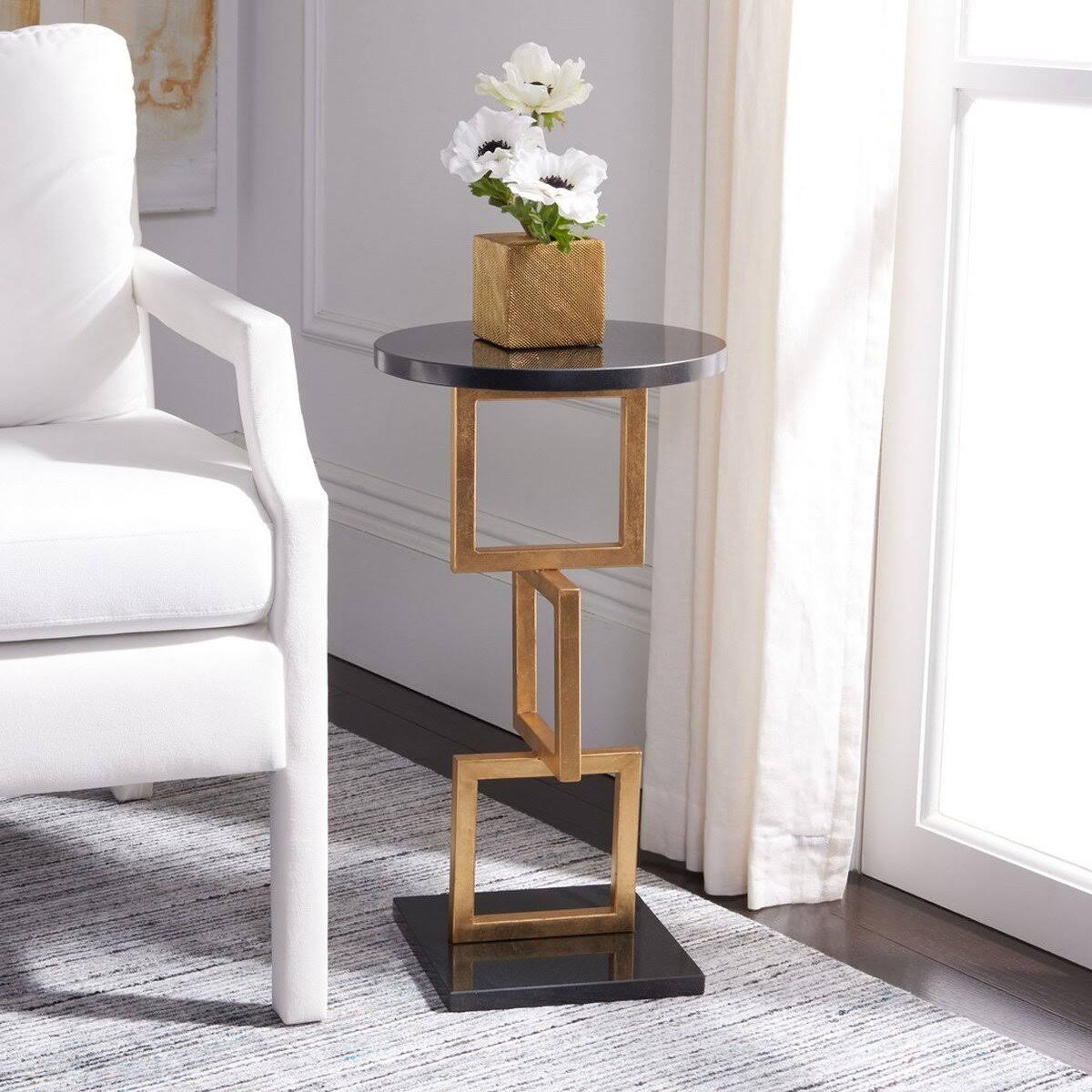 Gold Black Accent Table D3850