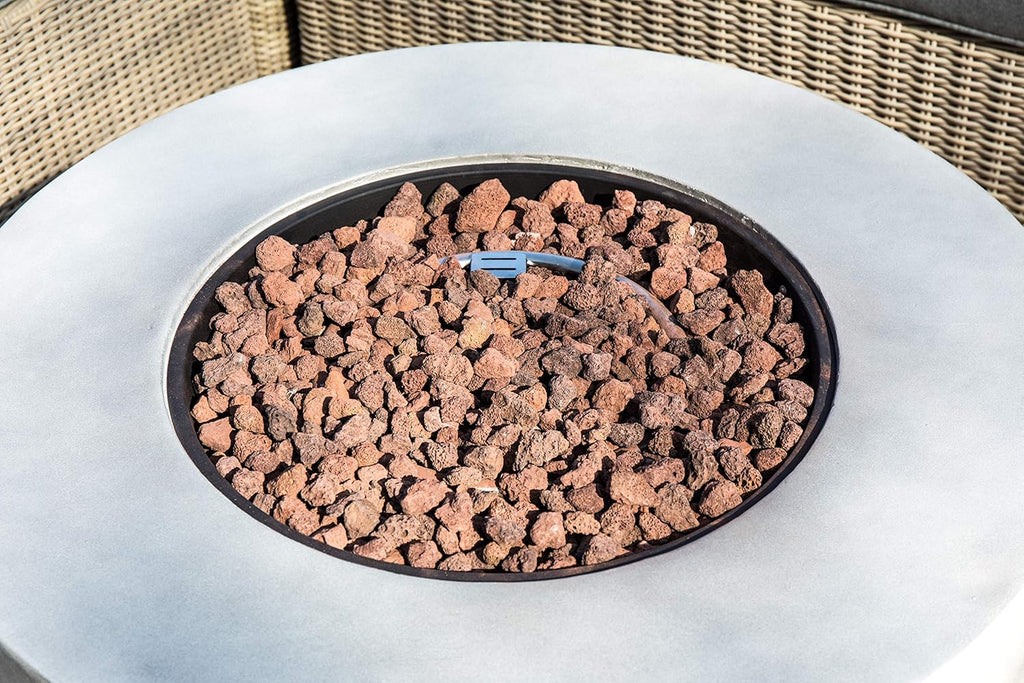 Light Gray 36 inch Propane Gas Fire Pit Table with PVC Cover and Lava Rocks N58440