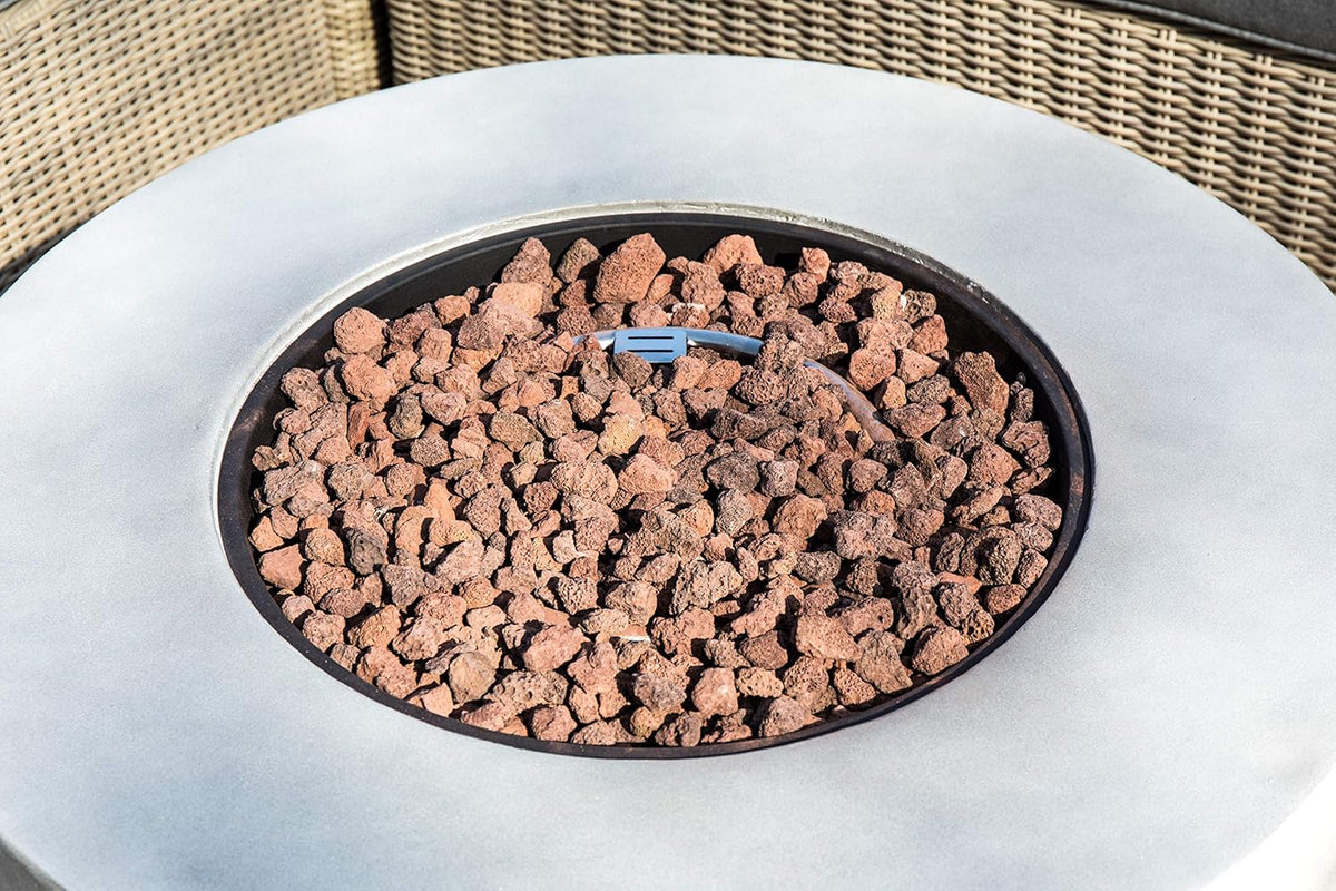 Light Gray 36 inch Propane Gas Fire Pit Table with PVC Cover and Lava Rocks N58440
