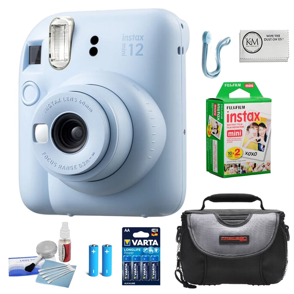 Pastel Blue Instant Film Camera with Case Batteries Lens Cleaning Kit M382301