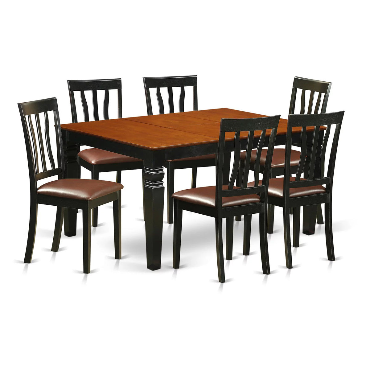 Black 7 Piece Rectangular Dinette Table Set P70134