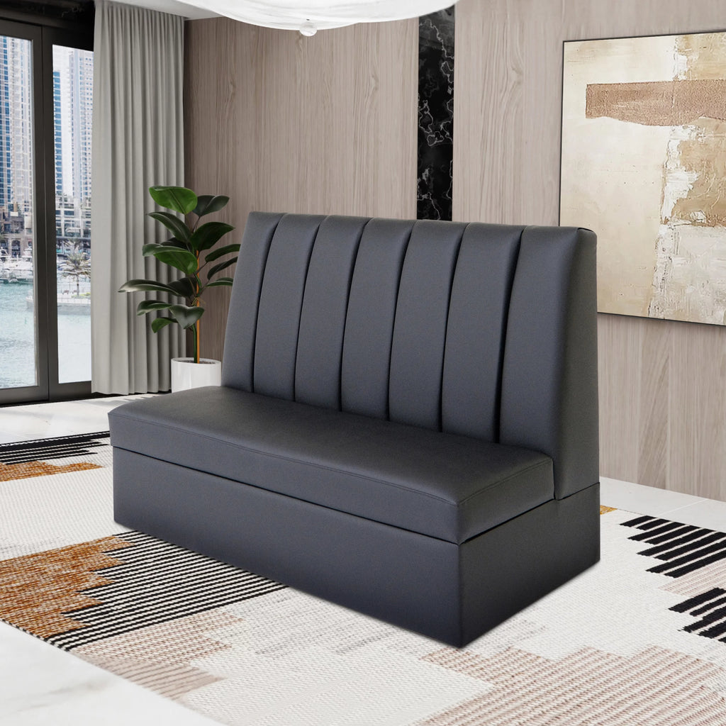 Black Faux Leather Armless Sofa W238608