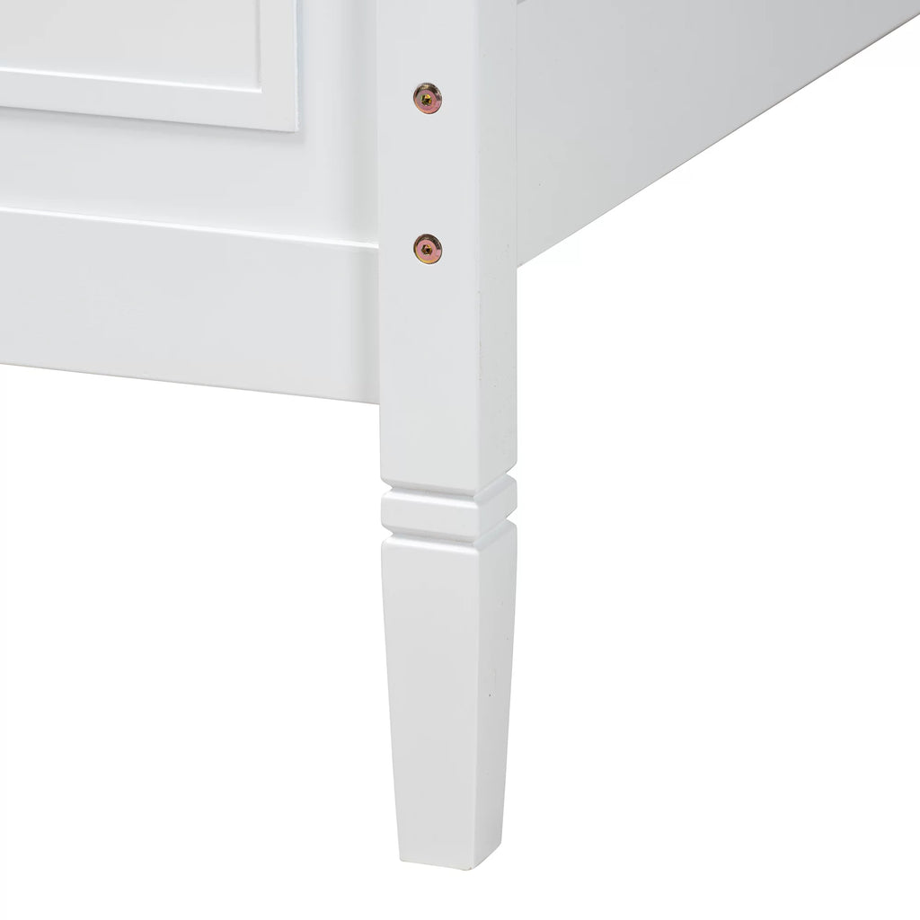 White Wood Queen Size Platform Bed Z798